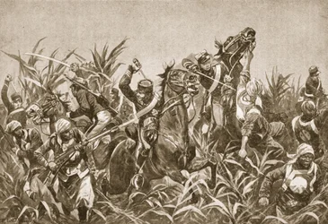 The fighting round Tientsin: Charge of the Japanese Cavalry, illustration from 